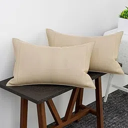 Kuber Industries Pillow Cover | Cotton Pillow Cover | Pillow Cover for Bedroom | Cushion Pillow Cover for Living Room | Plain Border Pillow Cover Set | Set of 2 | Cream-image-44