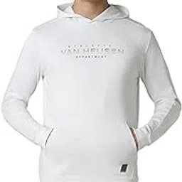 Men's Cotton Blend White Print Hooded Neck Sweatshirt-image-12