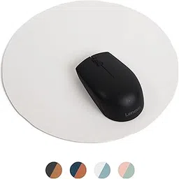 Bellblock Round Mouse Pad | Computer Mouse Mat | Vegan PU Leather | Anti-Slip | Smooth Mouse Control | Spill-Resistant Surface | White & Sky Blue | Diameter 22 cm (Pack of 1)-picture-29