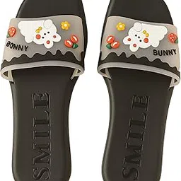 trutronics Cartoon Printed Sliders for Women & Girls | Cute Bunny, Cow & Bear Design | Comfortable Soft Sole Indoor Outdoor Slippers-picture-13