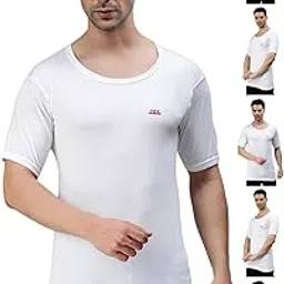 lux parker Men's Round Neck Half Sleeves 100% Cotton Vest with Extended Length for Easy Tuck (Pack of 6)-picture-40