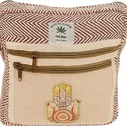 KEDAR KRIPA Hemp Bag Natural Himalayas Hemp Crossbody Bag with Hamsa Hand Print | Eco-Friendly Sling Bag for Women & Men | Boho Festival Travel Purse with Zipper Pocket-picture-37