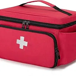 AHM Small Medicine Storage Medicine Bag Empty, Family First Aid Box, Pill Bottle Organizer for Emergency Medical Supplies, Red (Empty Bag)-picture-10