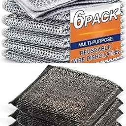 Combo of 6pc Multipurpose Wire Dishwashing Rags for Wet and Dry Stainless Steel Scrubber & 6pc Multipurpose Steel Foam Pad Sponge Kitchen Scrubber Suitable for Dish/Utensils/Tiles, WashBasin (Black)-image-39