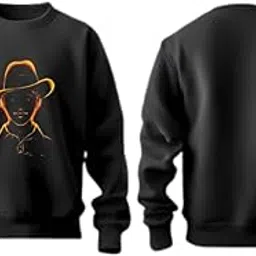 Bhaggt Seengh Unisex Black Cotton Brushed Loopknit Sweatshirt, 320 GSM, Ultra Soft Pre-Shrunk Fabric, Vegan Friendly, S-XXL Sizes-picture-40