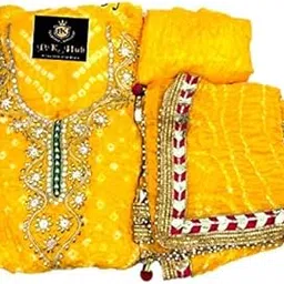 pk hub Women’s Unstitched Bandhani Dress Material – Traditional Hand Work Suit Fabric Set for Salwar Kameez – Ethnic Wear for Women & Girls-picture-17