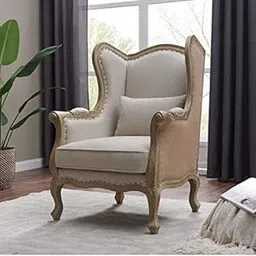 Shilpi Handicraft Wing Back Arm Chair (White)-picture-31