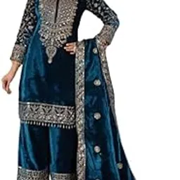 PERFECT CHOICE FABRICS Velvet FullStichedsalwar suit Designer SAnarkaliStitchedSuit Fully Stitched Suit for Women S SF261-ver003 Dark Blue1 2XL-picture-10
