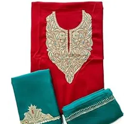 amit koul Ruby Cotton 3 Piece Unstitched Tilla Embroidered Dress Material with Contrast Shalwar & Half Pure Dupatta for Women | Elegant Ethnic Wear Dress Material-picture-15