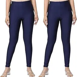 Zyara Women’s Shimmer Leggings (Pack of 2) – Navy Blue Nylon Stretch Ankle-Length, Slim Fit with Spandex | Shiny, High-Waisted for Casual & Special Occasions-picture-14