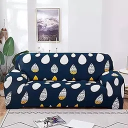 FURSHINE Sofa Cover 3 Seater | Fully Covered Universal 3 Seater Sofa Cover | Non-Slip Sticky Elastic Stretchable Sofa Slipcover Protector (Blue Drop, Three Seater)-picture-33