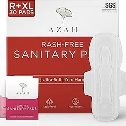AZAH Sanitary Pads for Women (20 Reg + 10 XL) [Pack of 30] 100% Rash-Free sanitary napkins | 3x More Absorption, Cottony Soft and Dry Top Cover for heavy Flow | Leak-Proof | With Disposable Bag-image-4
