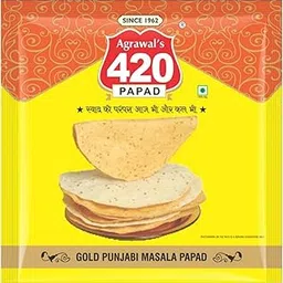 Agrawal's 420 Gold Punjabi Masala Papad | 100% Vegetarian, No Artificial Colors | Crispy & Crunchy Side for Meals & Snacks Pack of 1, 200g-image-8