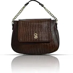sananda bags Midnight Embossed Genuine Leather Shoulder Bag with Chain & Long Belt-picture-18