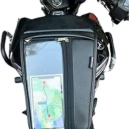 UNIWARE® TVS Raider Motorcycle Leather Scratch Proof Tank Cover/Tank Bag - Transparent Mobile Touch Pocket/Holder Tank Cover (Thick Flap - Large Space)-image-6