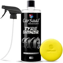 CAR SAAZ Tyre Shiner 1L with Applicator Pad & Spray Nozzle for Car & Bike | Instant Shine, Long-Lasting Protection, Prevents Fading & Cracking, Increases Tyre Life image 1