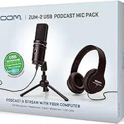 Zoom ZUM-2 Podcast Mic Pack Podcast USB Microphone Headphones Tripod Windscreen USB Cable For Recording and streaming Podcasts-picture-30