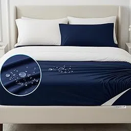 Crosia Craft Waterproof Mattress Protector, Fitted Sheet Style, Navy Blue, Dust-Proof with Zipper-picture-53