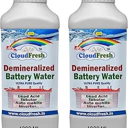 CloudFresh Ultra-Pure Demineralized Water for Batteries 2 Liters Water for Improved Performance and Longevity | Distilled and Deionized Formula for Optimal Electrolyte Maintenance image 1