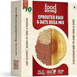 Foodstrong Sprouted Ragi & Oats Dosa Mix, High Protein & Fibre, Easy to Digest, No Preservatives, No Added Sugar, No Soda, Ready to cook instant mix, 400 g, Makes 25 Dosas-picture-22