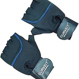 Curveit Neoprene Gym Gloves for Men and Women with Wrist Support, Hand Gloves for Gym, Fitness, Weightlifting and Exercise (Black , Blue)-image-99