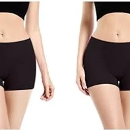 Women's Seamless Boy Shorts, Black, High-Waist Stretch Fit Panty Pack of 2 (Free Size)-picture-24
