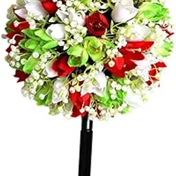 VELURA Artificial Flower Garden Stake Fairy Garden Accessories for Backyard Outdoor Red Green White|1 Artificial Flower Garden Stake|Statues & Lawn Ornaments| Yard, Garden & Outdoor Living-image-11