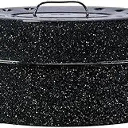 Granite Ware Porcelain Enamel Covered Roaster 20 lb Black-picture-19
