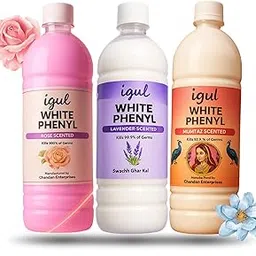 White Phenyl Combo (Rose, Lavender, Mumtaz) – 3 x 1L Scented Floor Cleaner | Disinfectant Liquid for Home, Bathroom & Toilet | Long-Lasting Fragrance-image-0