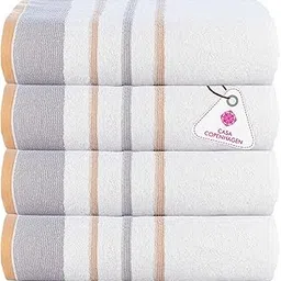 Casa Copenhagen - Egyptian Cotton White Bay 4 Pcs Hand Towel (40 X 60 cm) Colour : Grey/Beige-picture-31