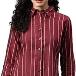 cottinfab Maroon Striped Cotton Shirt Style Top-picture-20