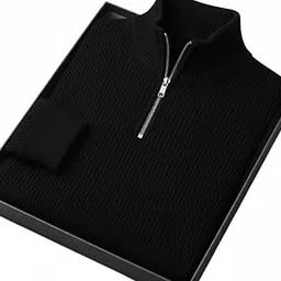 Men High Neck Zipper Full Sleeve Cotton Knitted Winter Sweater for Man-picture-16