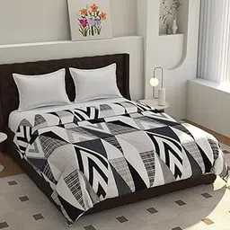 TIB® Warm Reversible Quilt Cover Double Bed with Zipper, Duvet Cover Double Bed Soft Flannel (90x100) Inches (Tri Black)-picture-11