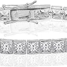 925 Sterling Silver CZ Bracelet for Women and Girls | BIS Hallmarked Cubic Zirconia Tennis Bracelet | Elegant and Quirky Tennis Bracelet Jewelry Gift for Wedding Birthday-image-53
