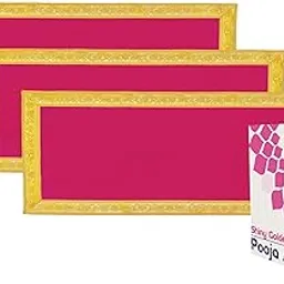Dulhan Velvet Pink Pooja Cloth/Pooja Aasan for Mandir, Temple Altar Cloth with Golden Border (15X30 inch) (Pack of 3)-picture-22