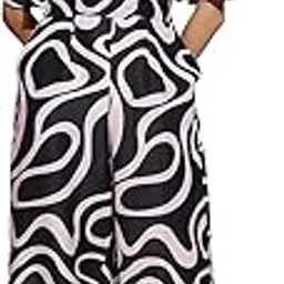 j turritopsis Women's Poly Blend Geometric Print Jumpsuit with V Neck Half Sleeve Regular Fit Front Show Button and Back Closure Zip | Jumpsuits for Women Stylish-picture-11