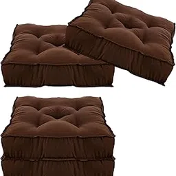 Kuber Industries Pack of 4 Square Chair Pad/Cushion|Quilted Microfiber Fabric & Solid Color|Soft & Comfortable Sitting|Size 45 x 45 x 7 CM (Brown)-picture-16