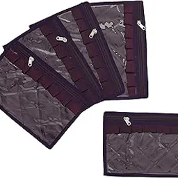 Agroha Multipurpose Satin Pouches For Makeup Cosmetic Necklace Earrings Vanity Jewellery Organiser for Women's || Pack of (Purple, 5)-image-6