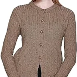 himyug Women’s Woolen Buttoned Cardigan | Winter Warm Full Sleeve Knitted Sweater | Soft Wool Round Neck Stylish Woolen Sweater for Ladies & Girls – Cream, Grey, Beige-picture-11
