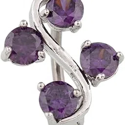 kacheeg S-Shaped Zircon Belly Button Ring | Stainless Steel Curved Rod Body Piercing Jewelry-picture-16