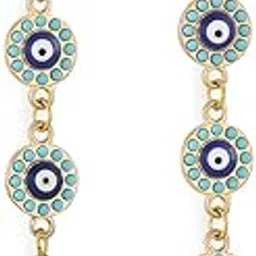el regalo Elegant Long Evil Eye Pearl Heart Stud Earrings- Fancy Evil Eye Statement Earrings with Pearl Drop for Women-picture-51