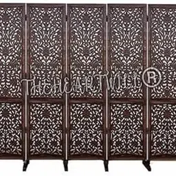 THEHEARTWILL® Wooden partition for Pooja Room/separators for Living Room/Wall partition/Room partition/Wooden partition for Living Room/Folding Doors for Partition (5 Panels (with Stand))-picture-29