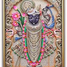 Shrinathji Photo Frame, Gold Slim Frame, Sparkle Coated Lamination, 12x18 Inch-picture-14