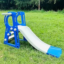 BabyGo Riko Kids Garden Style Toy Foldable Slide with Basket for Indoor & Outdoor Home & School (Blue)-image-39