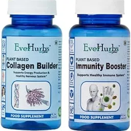 Everhurbs Collagen Builder & Immunity Booster | Plant-Based Support for Skin, Hair, Nails & Immune Health | Natural Vitamins & Minerals | 2 Bottle Combo | 60 Veg Capsules Each-picture-16