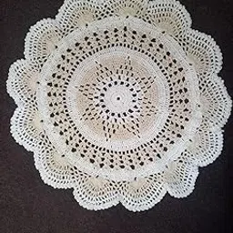 Handmade Crochet White Round Table Centrepiece, 20 cm Diameter-image-4