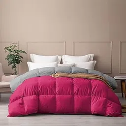 PURE ECO Reversible Comforter Single Size - Soft Microfiber 300 GSM Comforter for Winter - Soft & Luxury Design Duvet/Blanket Single Size (60"X90") - Hot Pink/Silver Grey Color-picture-13