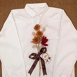 Happy Threads | Handmade Crochet Sunflower Bouquet with Tulip – Unique 3 Sunflowers & 1 Tulip Design | Father’s Day Gift | Decorative Flowers for Home & Office |-picture-30