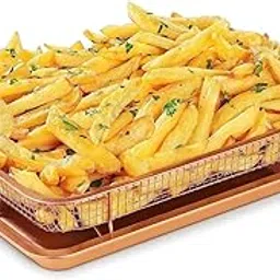 1 Pc (Copper) Non-Stick Crisper Tray Set – Air Fryer Basket & Cookie Sheet for Oven, Baking & Grilling – Dishwasher Safe, PTFE/PFOA/PFOS Free, Extra-Large 9.5” x 13”-picture-24