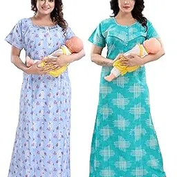 fabme Women's Cotton Maxi Casual Regular Nightgown-picture-11